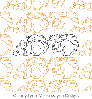 Squirrels by Judy Lyon. This image demonstrates how this computerized pattern will stitch out once loaded on your robotic quilting system. A full page pdf is included with the design download.