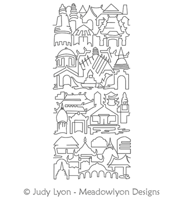 Thai Sky Set 1-4 by Judy Lyon. This image demonstrates how this computerized pattern will stitch out once loaded on your robotic quilting system. A full page pdf is included with the design download.