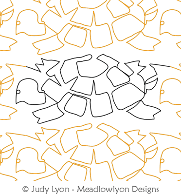 Turtle by Judy Lyon. This image demonstrates how this computerized pattern will stitch out once loaded on your robotic quilting system. A full page pdf is included with the design download.