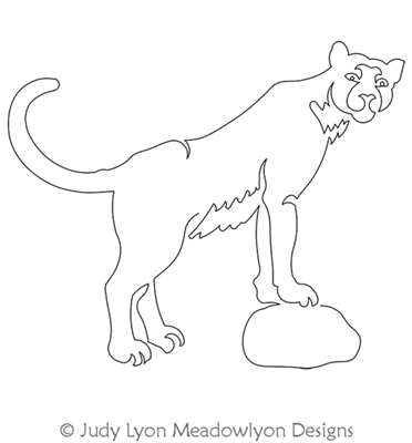 Cougar Block Big Cats by Judy Lyon. This image demonstrates how this computerized pattern will stitch out once loaded on your robotic quilting system. A full page pdf is included with the design download.