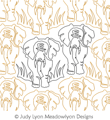 Elephant Jungle Panto by Judy Lyon. This image demonstrates how this computerized pattern will stitch out once loaded on your robotic quilting system. A full page pdf is included with the design download.