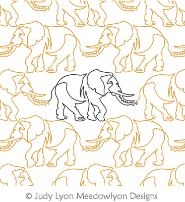 Elephant Panto by Judy Lyon. This image demonstrates how this computerized pattern will stitch out once loaded on your robotic quilting system. A full page pdf is included with the design download.