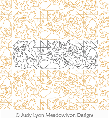 Kitty Cats Set Panel 2 by Judy Lyon. This image demonstrates how this computerized pattern will stitch out once loaded on your robotic quilting system. A full page pdf is included with the design download.
