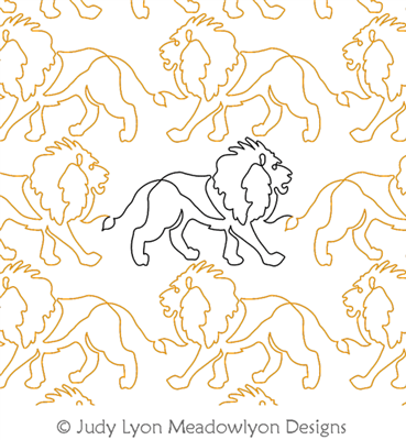 Lion Panto by Judy Lyon. This image demonstrates how this computerized pattern will stitch out once loaded on your robotic quilting system. A full page pdf is included with the design download.