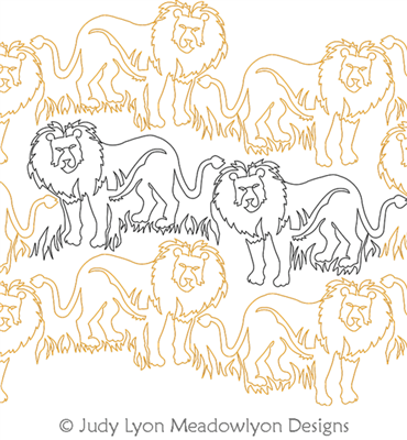 Lion Panto Big Cats by Judy Lyon. This image demonstrates how this computerized pattern will stitch out once loaded on your robotic quilting system. A full page pdf is included with the design download.