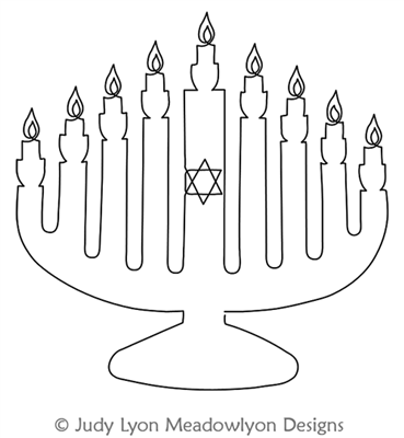 Menorah Symbols of the Season by Judy Lyon. This image demonstrates how this computerized pattern will stitch out once loaded on your robotic quilting system. A full page pdf is included with the design download.