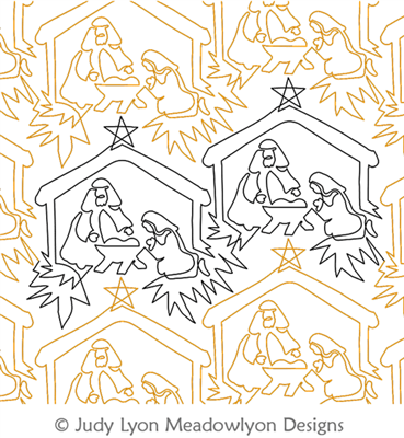 Nativity Panto by Judy Lyon. This image demonstrates how this computerized pattern will stitch out once loaded on your robotic quilting system. A full page pdf is included with the design download.