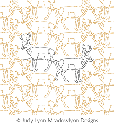 Pronghorn Panto by Judy Lyon. This image demonstrates how this computerized pattern will stitch out once loaded on your robotic quilting system. A full page pdf is included with the design download.