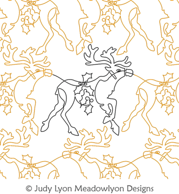 Reindeer Panto by Judy Lyon. This image demonstrates how this computerized pattern will stitch out once loaded on your robotic quilting system. A full page pdf is included with the design download.