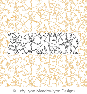 Sand Dollar Border by Judy Lyon. This image demonstrates how this computerized pattern will stitch out once loaded on your robotic quilting system. A full page pdf is included with the design download.