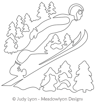 Ski Jump Winter Games by Judy Lyon. This image demonstrates how this computerized pattern will stitch out once loaded on your robotic quilting system. A full page pdf is included with the design download.