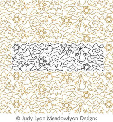 Snowscape by Judy Lyon. This image demonstrates how this computerized pattern will stitch out once loaded on your robotic quilting system. A full page pdf is included with the design download.