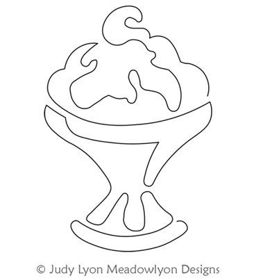Soda FountainTurtle Sundae Motif by Judy Lyon. This image demonstrates how this computerized pattern will stitch out once loaded on your robotic quilting system. A full page pdf is included with the design download.