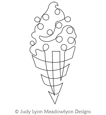 Soda Fountain Waffle Cone with Sprinkles Motif by Judy Lyon. This image demonstrates how this computerized pattern will stitch out once loaded on your robotic quilting system. A full page pdf is included with the design download.