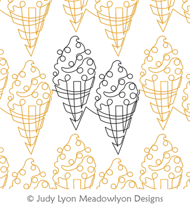 Soda Fountain Waffle Cone Panto by Judy Lyon. This image demonstrates how this computerized pattern will stitch out once loaded on your robotic quilting system. A full page pdf is included with the design download.