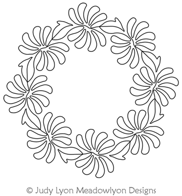 Spinning Mums Wreath by Judy Lyon. This image demonstrates how this computerized pattern will stitch out once loaded on your robotic quilting system. A full page pdf is included with the design download.