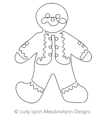 Toyland Gingerbread Man by Judy Lyon. This image demonstrates how this computerized pattern will stitch out once loaded on your robotic quilting system. A full page pdf is included with the design download.