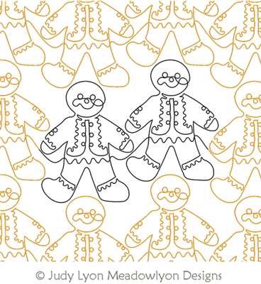 Toyland Gingerbread Man Panto by Judy Lyon. This image demonstrates how this computerized pattern will stitch out once loaded on your robotic quilting system. A full page pdf is included with the design download.