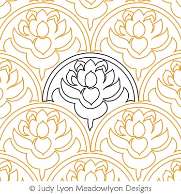 Water Lily - Oriental by Judy Lyon. This image demonstrates how this computerized pattern will stitch out once loaded on your robotic quilting system. A full page pdf is included with the design download.
