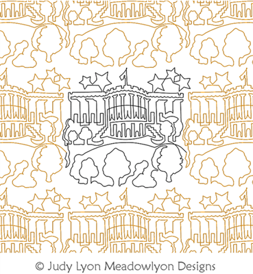 White House Panto by Judy Lyon. This image demonstrates how this computerized pattern will stitch out once loaded on your robotic quilting system. A full page pdf is included with the design download.