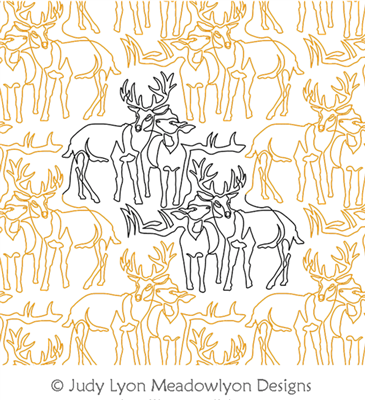 White Tailed Buck and Doe Panto by Judy Lyon. This image demonstrates how this computerized pattern will stitch out once loaded on your robotic quilting system. A full page pdf is included with the design download.