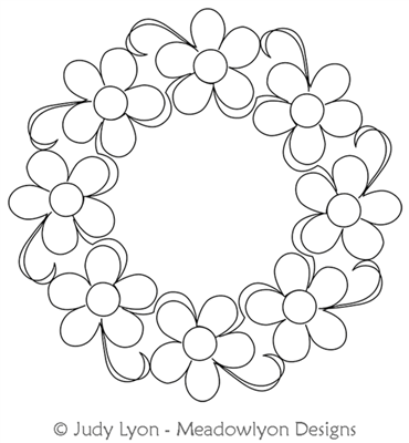 Windflowers Wreath by Judy Lyon. This image demonstrates how this computerized pattern will stitch out once loaded on your robotic quilting system. A full page pdf is included with the design download.