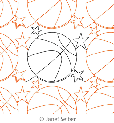 Digitized Longarm Quilting Design Basketball Star Border or Panto was designed by Janet Seiber.