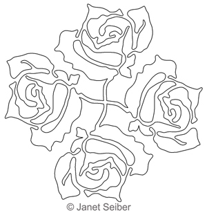 Digitized Longarm Quilting Design Four Roses Motif was designed by Janet Seiber.