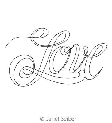 Digitized Longarm Quilting Design Love Script was designed by Janet Seiber.