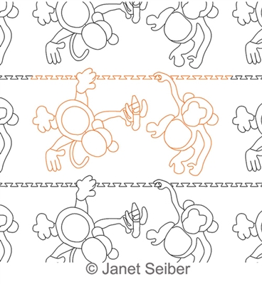 Digitized Longarm Quilting Design Monkeys Border or Panto was designed by Janet Seiber.