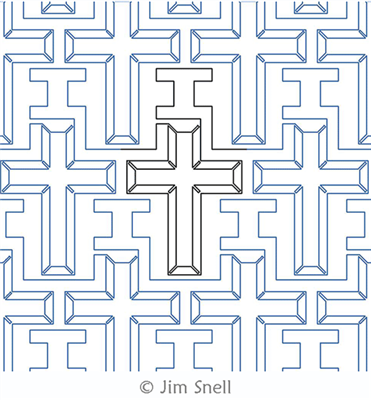 Digital Quilting Design Beveled Cross by Jim Snell