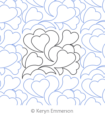 Cloud of Hearts by Keryn Emmerson. This image demonstrates how this computerized pattern will stitch out once loaded on your robotic quilting system. A full page pdf is included with the design download.