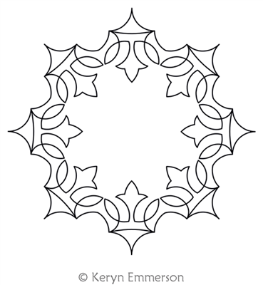 Floral Carpet Wreath 2 by Keryn Emmerson. This image demonstrates how this computerized pattern will stitch out once loaded on your robotic quilting system. A full page pdf is included with the design download.