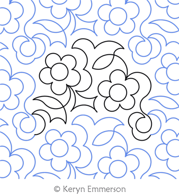 Forget-Me-Not by Keryn Emmerson. This image demonstrates how this computerized pattern will stitch out once loaded on your robotic quilting system. A full page pdf is included with the design download.
