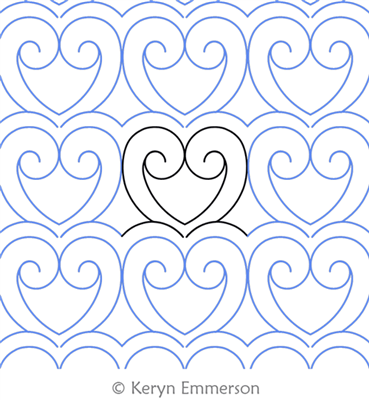 Happy Hearts by Keryn Emmerson. This image demonstrates how this computerized pattern will stitch out once loaded on your robotic quilting system. A full page pdf is included with the design download.