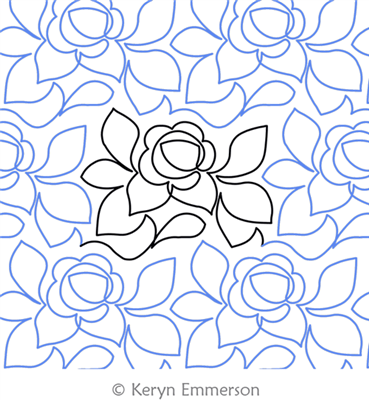 Kayes Rose by Keryn Emmerson. This image demonstrates how this computerized pattern will stitch out once loaded on your robotic quilting system. A full page pdf is included with the design download.