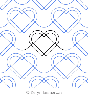 Linked Hearts by Keryn Emmerson. This image demonstrates how this computerized pattern will stitch out once loaded on your robotic quilting system. A full page pdf is included with the design download.