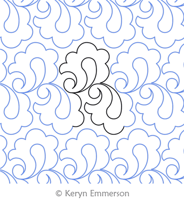 Paisley Curls by Keryn Emmerson. This image demonstrates how this computerized pattern will stitch out once loaded on your robotic quilting system. A full page pdf is included with the design download.