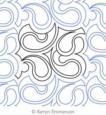 Paisley Maze by Keryn Emmerson. This image demonstrates how this computerized pattern will stitch out once loaded on your robotic quilting system. A full page pdf is included with the design download.