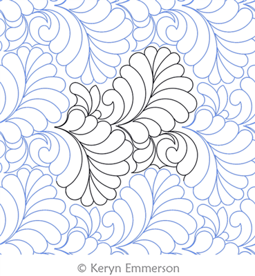 Paradise Feather by Keryn Emmerson. This image demonstrates how this computerized pattern will stitch out once loaded on your robotic quilting system. A full page pdf is included with the design download.