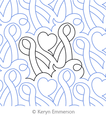 Ribbon Hearts by Keryn Emmerson. This image demonstrates how this computerized pattern will stitch out once loaded on your robotic quilting system. A full page pdf is included with the design download.