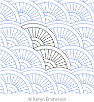Sunrise Fan by Keryn Emmerson. This image demonstrates how this computerized pattern will stitch out once loaded on your robotic quilting system. A full page pdf is included with the design download.