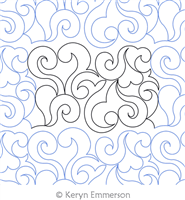 Swirly Hearts by Keryn Emmerson. This image demonstrates how this computerized pattern will stitch out once loaded on your robotic quilting system. A full page pdf is included with the design download.