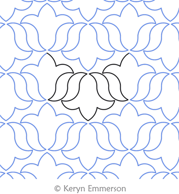 Tulip Time by Keryn Emmerson. This image demonstrates how this computerized pattern will stitch out once loaded on your robotic quilting system. A full page pdf is included with the design download.