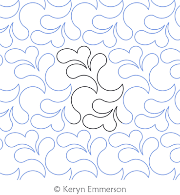 Winding Plume by Keryn Emmerson. This image demonstrates how this computerized pattern will stitch out once loaded on your robotic quilting system. A full page pdf is included with the design download.