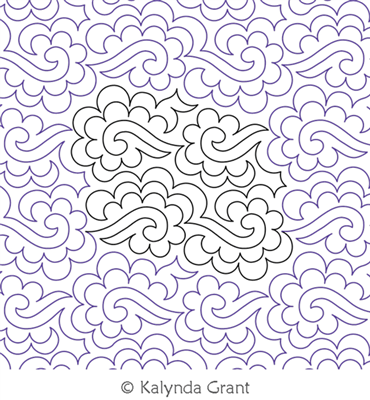 Curvy Clouds E2E by Kalynda Grant. This image demonstrates how this computerized pattern will stitch out once loaded on your robotic quilting system. A full page pdf is included with the design download.