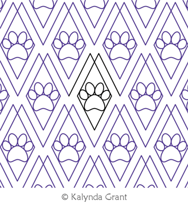 Diamond Paw 1 E2E by Kalynda Grant. This image demonstrates how this computerized pattern will stitch out once loaded on your robotic quilting system. A full page pdf is included with the design download.