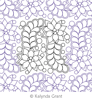 Feather Poinsettia Circles E2E by Kalynda Grant. This image demonstrates how this computerized pattern will stitch out once loaded on your robotic quilting system. A full page pdf is included with the design download.