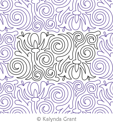 Flower Swirls E2E by Kalynda Grant. This image demonstrates how this computerized pattern will stitch out once loaded on your robotic quilting system. A full page pdf is included with the design download.