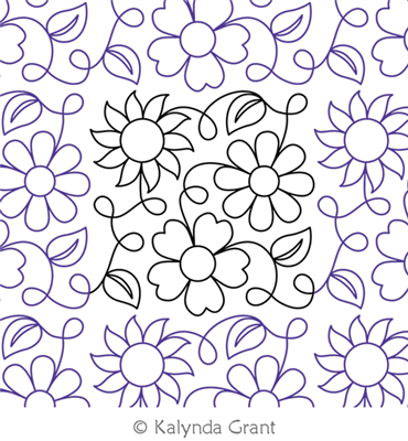 Garden Days Flower by Kalynda Grant. This image demonstrates how this computerized pattern will stitch out once loaded on your robotic quilting system. A full page pdf is included with the design download.